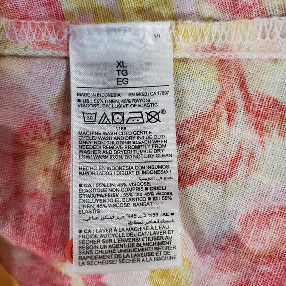 Old Navy Fit & Flare Linen Blend Smocked Tie-Shoulder Mini Cami Dress Size XL - Picture 10 of 15